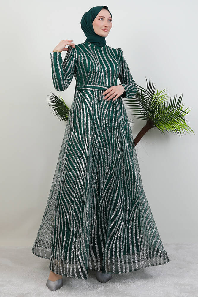 Basra Simli Abiye Zümrüt - LAMİAGİYİM