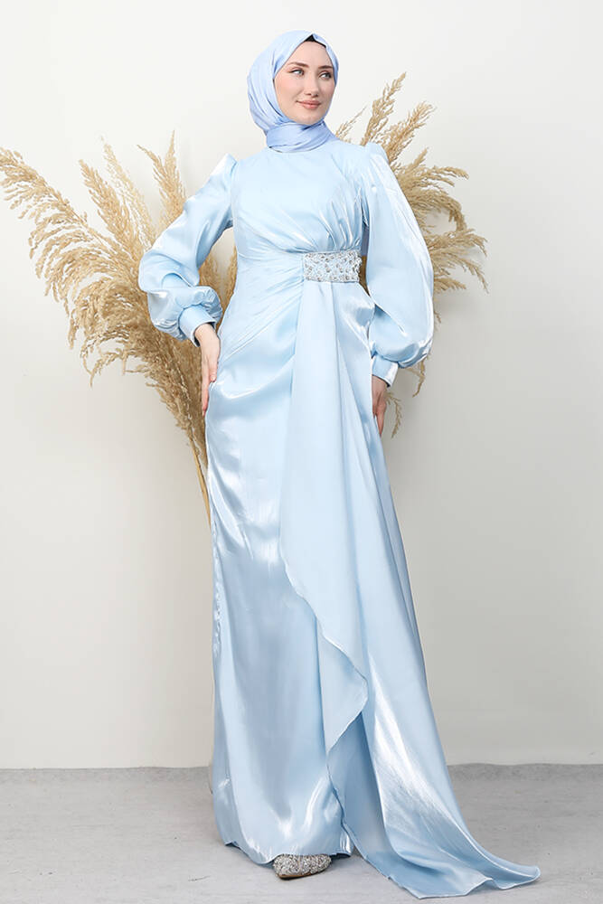 Belden Taş İşlemeli Abiye Bebe Mavi 