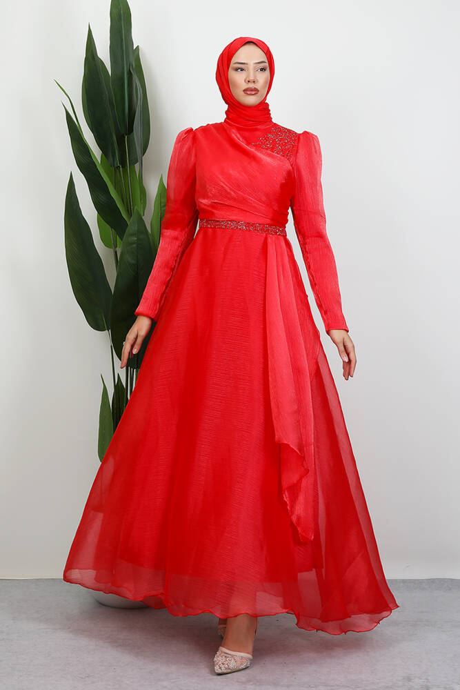 Eliza Tesettür Abiye Kırmızı 