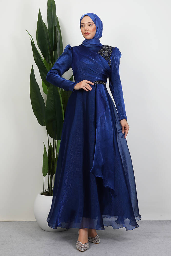 Eliza Tesettür Abiye Lacivert 