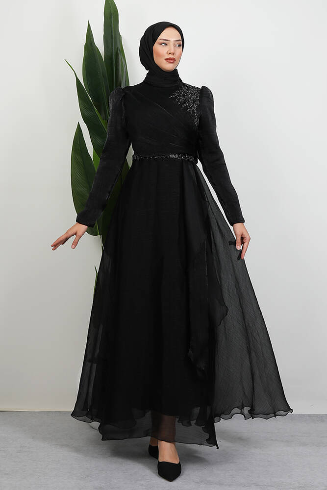 Eliza Tesettür Abiye Siyah 