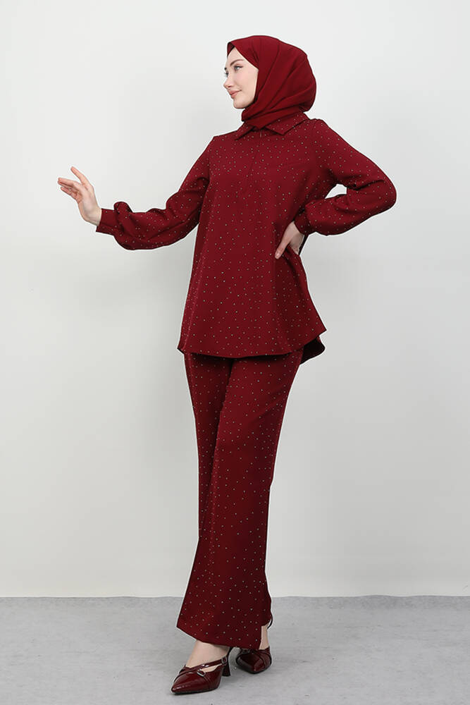 Fermuar Detay Takım Bordo - LAMİAGİYİM