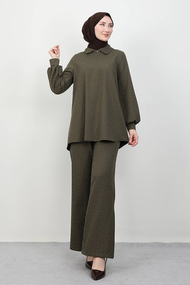 Fermuar Detay Takım Haki - LAMİAGİYİM