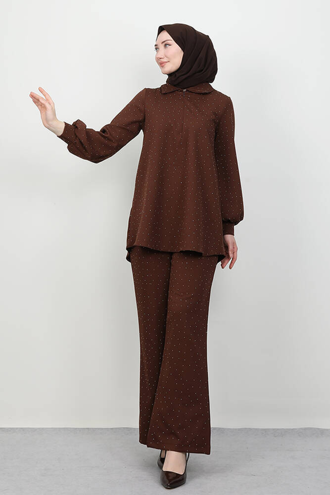 Fermuar Detay Takım Kahve - LAMİAGİYİM