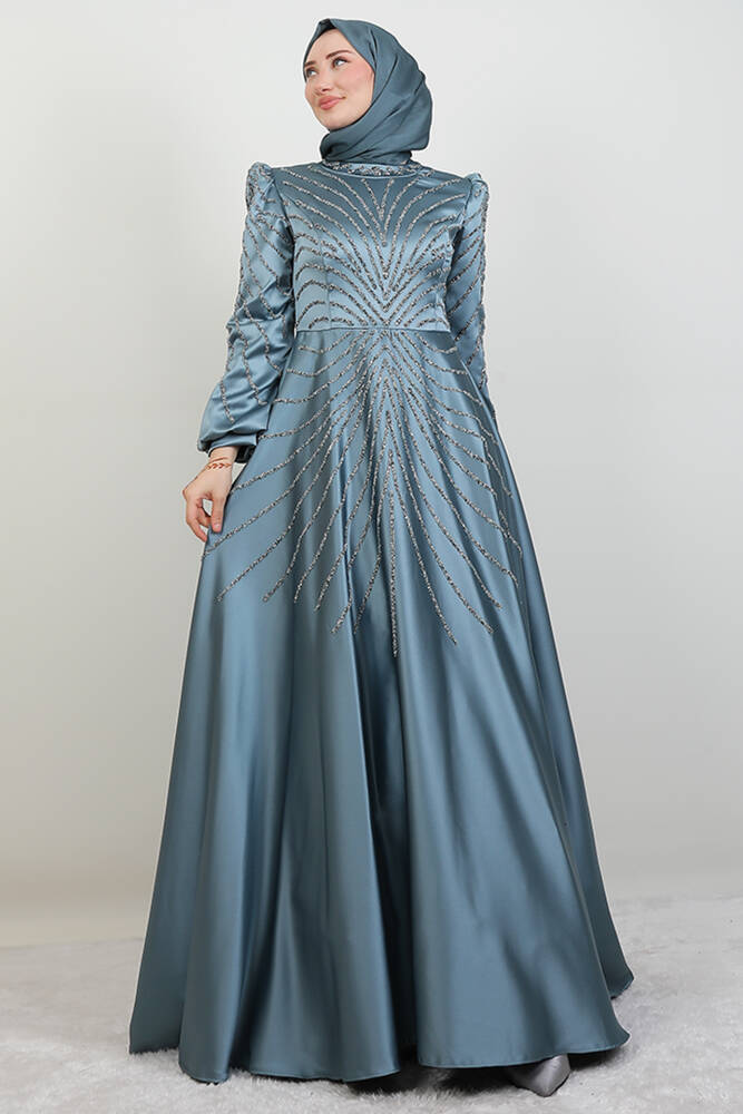 Gülfem Saten Abiye Mint - LAMİAGİYİM