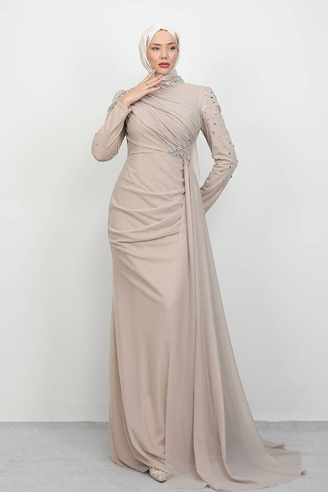 Gülşen Tesettür Abiye Açık Vizon 