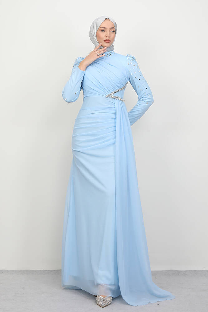 Gülşen Tesettür Abiye Bebe Mavi 