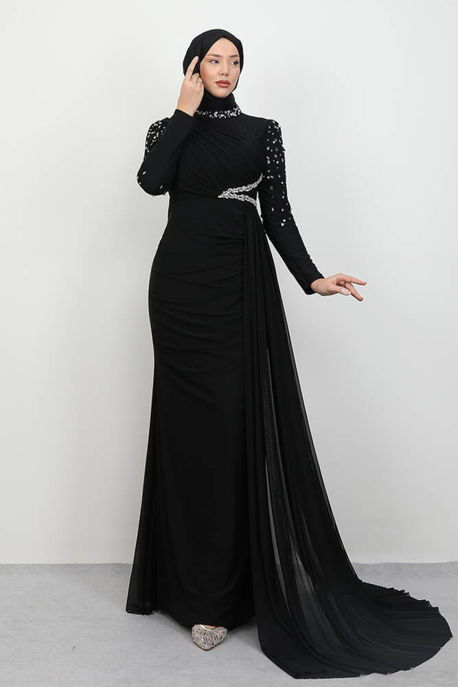 Gülşen Tesettür Abiye Siyah 
