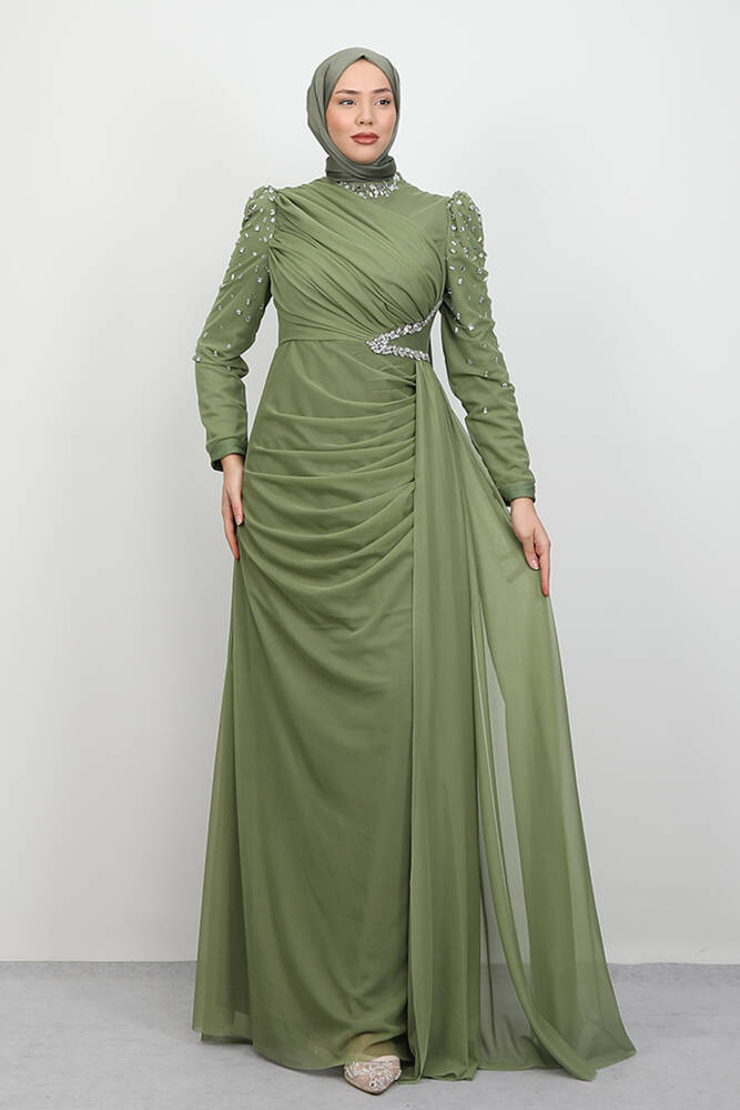 Gülşen Tesettür Abiye Soft Yeşil 