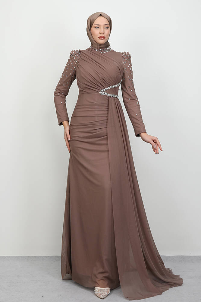 Gülşen Tesettür Abiye Vizon 